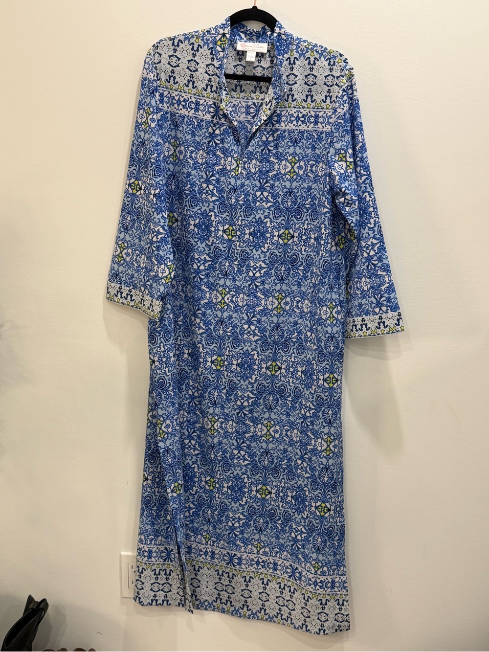 Oscar de la Renta Blue Printed Maxi Nightdress